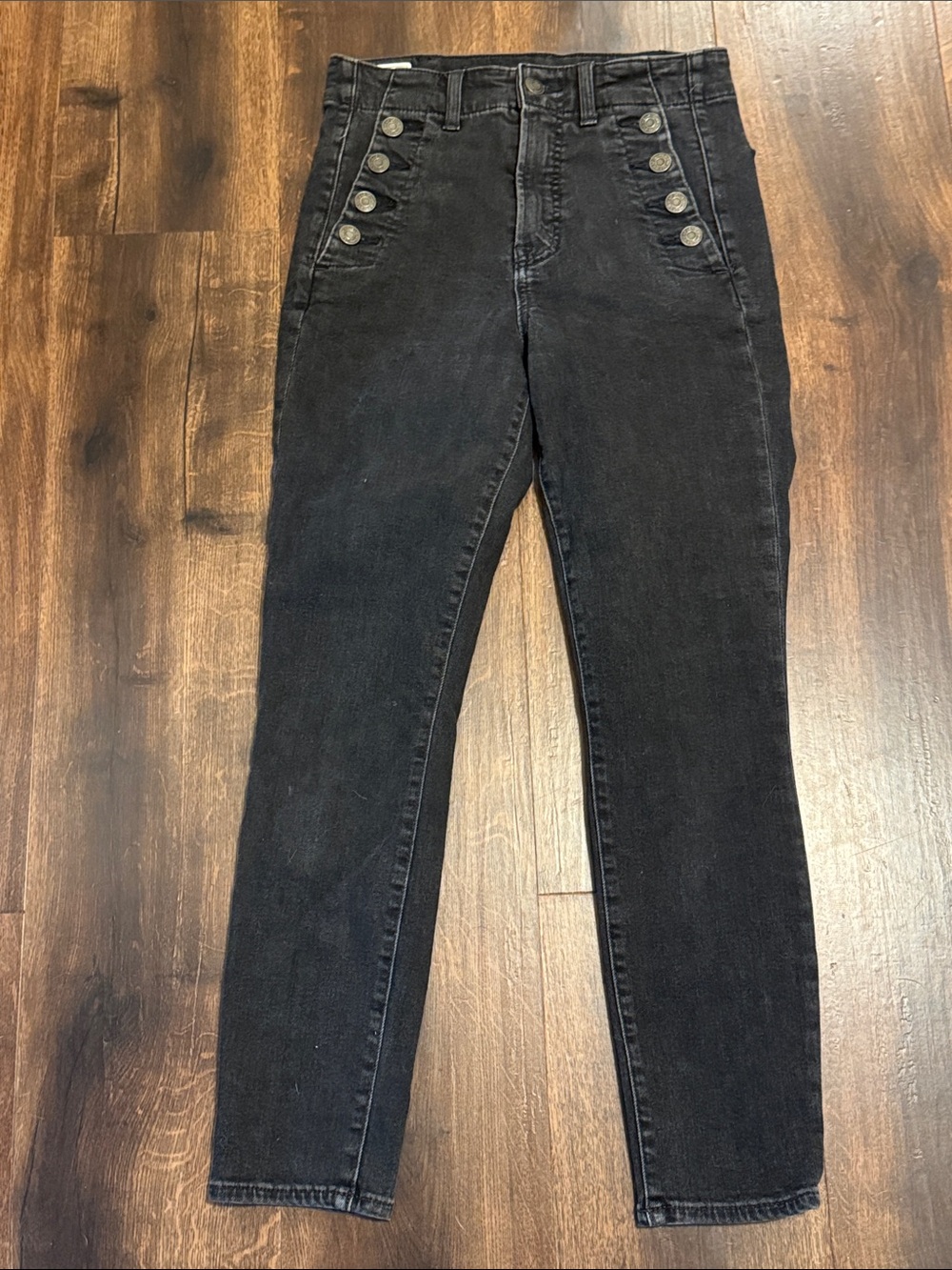 GAP Black High-Rise Button-Front Women's True Skinny Jeans Size 2/26